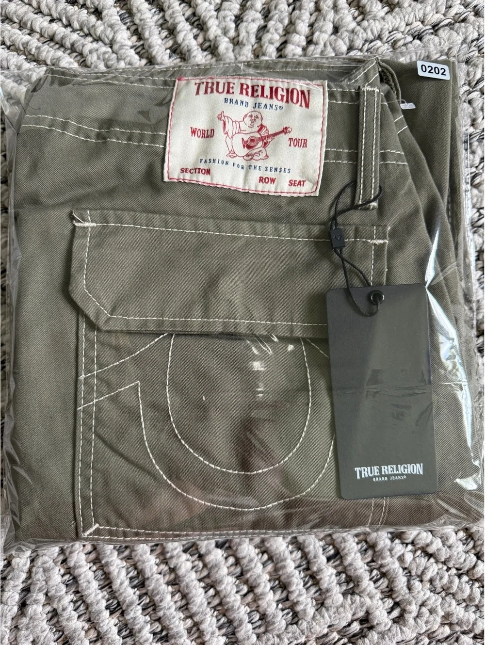 NWT True Religion VTG Distressed Military Army Soldier Cargo Pocket Pants Men 32